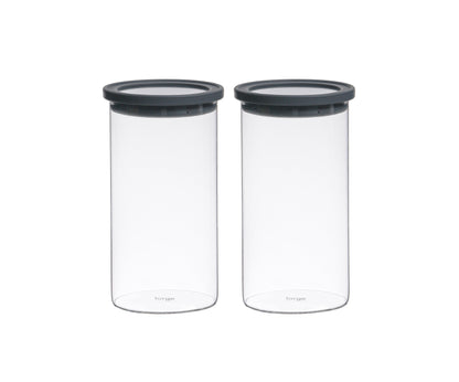 Glass Storage Canister Jars Round Duo 37oz/1100ml