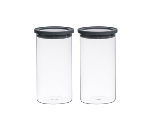 Glass Storage Canister Jars Round Duo 37oz/1100ml