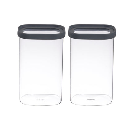 Glass Storage Canister Jars Rectangular Duo 50oz/1500ml