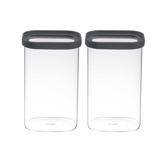 Glass Storage Canister Jars Rectangular Duo 50oz/1500ml